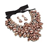 Holylove Peach Costume Statement Necklace with Earrings for Women Jewelry Fashion Necklace 1 Set with Gift Box-HLN8455E-Peach