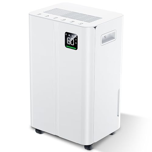 20L/day Dehumidifier with Humidity Sensor & Display and 24-Hour Timer, 3 Dehumidification Modes, Suitable Bedrooms, Office, Basements, Continuous Draining, White