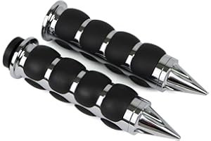 HADAXT Motorcycle Hand Grips 1 inch 25mm Universal Non-Slip Handlebar Throttle Grips Black Chrome for Harley Davidson Street Glide Sportster 883 Road King Dyna Electra Glide Softail Fatboy