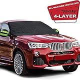 Fedciory Car Windshield Snow Cover,4-Layer Protection&Double Side Design,Snow, Ice, Frost,UV Full Protection,Extra Large & Thick for Most Vehicle(88