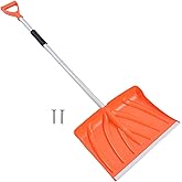 Hyuduo Snow Shovel, Large Capacity Detachable D-Handle | Heavy Duty Plastic, Anti-Slip Foam Grip, Pointed Ice Bulge, for Snow Removal, Garden, Truck, Garage