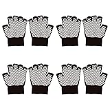 Bundle Monster 4pk Anti-Slip Extra Grip Finger Tipped Knitted Black Yoga Gloves, One Size