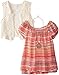 Beautees Girls' Big Short Sleeve Top with Crochet Vest