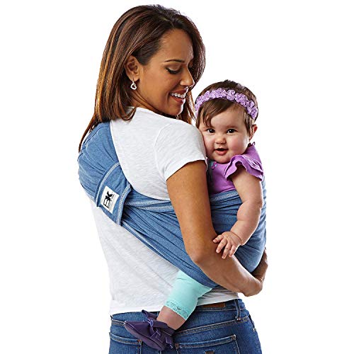 Baby K'tan Original Baby Wrap Carrier, Infant and Child Sling - Simple Wrap Holder for Babywearing - No Rings or Buckles - Carry Newborn up to 35 lbs, Denim, L (W dress 16-20 / M jacket 43-46)
