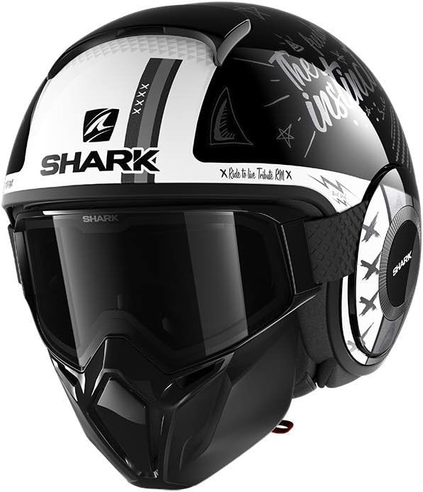 Casque Moto Shark Street Drak Tribute RM KAW, Noir/Blanc, XS