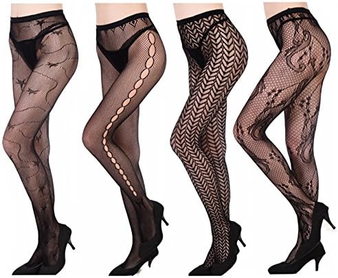 4 Pairs Women Black Fashion Sexy Hollow Out Fishnet Pantyhose Stockings Leggings Sock Tights