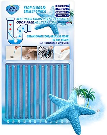 Drain Cleaner Strick ,Clean Batonnet Deodorizer Package, 12 Pack. As Seen on TV Keeps Drains Pipes Clear（Ocean）