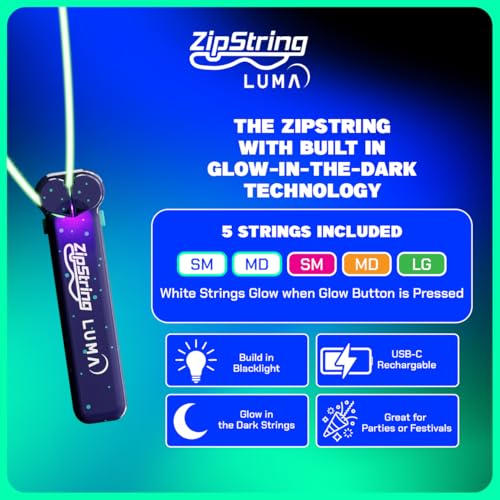 ZipString Luma - The Patented Glow-in-The-Dark Toy That Flies a Loop of String, Creates Endless Shapes and Tricks Built-in LED for Glowing Fun. Perfect STEM Gift for Kids & Adults. Wonderment Awaits