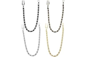 ALWESAM 4pcs (Silver,black,gold,bronze) Clip Pocket Watch Chain Retro Metal Alloy Chain Accessory for Your Pocket Watch