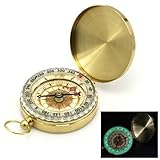 Antique Flip-Open Gold Plated noctilucent Pocket Compass
