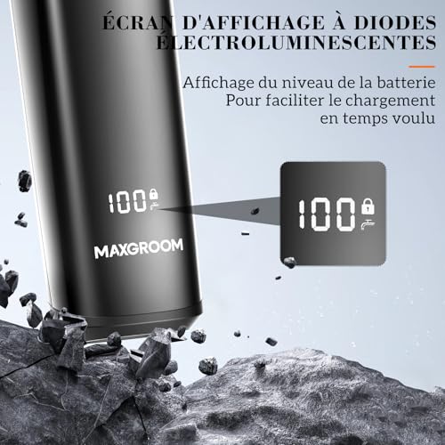 MAXGROOM 2 in 1 Men's Intimate Body Trimmer, Men's Electric Shaver IPX6 Waterproof, Double-Sided Blades, Men's Intimate Areas Shaver, Adjustable Shoe 1-10mm, LED Display, 100min Battery Life