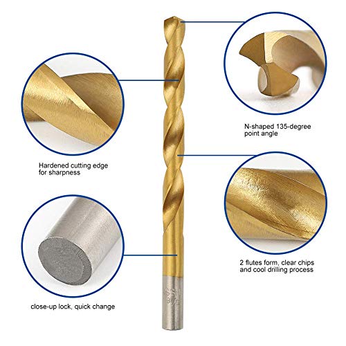 COMOWARE 230 Pcs Drill Bit Set for Wood & Metal Titanium Wood Drill Bits, High Speed Steel