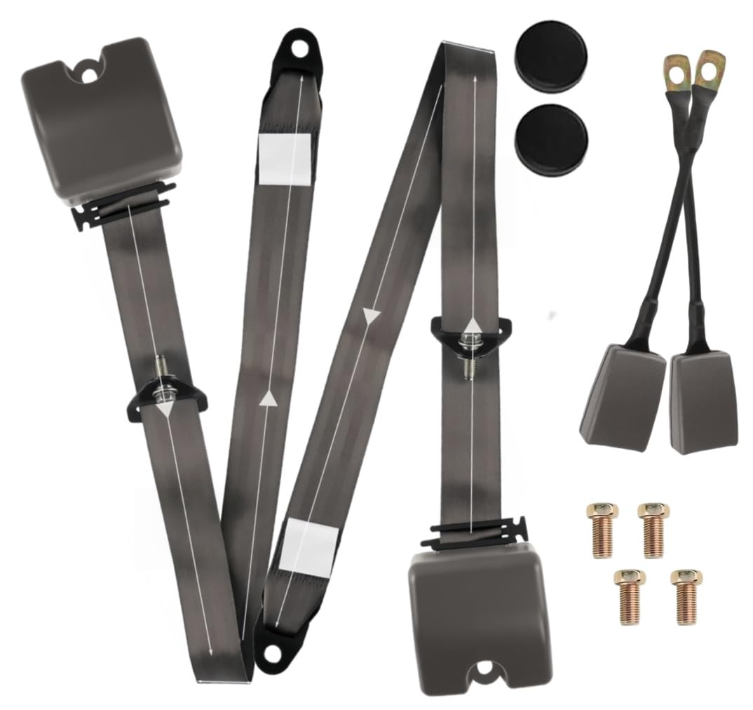 Photo 1 of 2 Pack 3 pt Pads Adjustable Retractable Straps Cover Universal Replacement Set for Golf Cart,Go Kart,Minivan Van,SUV,UTV, VR,Pickup,Truck for Modification Belt Protective Covers Kit (Gray)