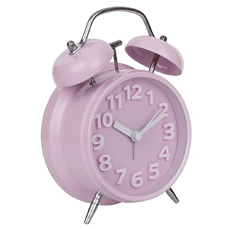 Hello Dream Analog Baby Pink Vintage 6.5 Inch Twin Bell Table Clock