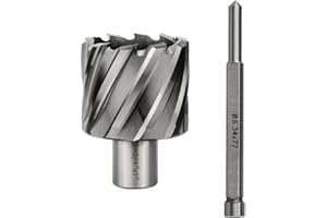 Annular Cutter JESTUOUS 1-3/4 Inch Cutting Diameter 3/4 Weldon Shank 1 Cutting Depth with Pilot Pin Slugger Bits HSS Kit for 