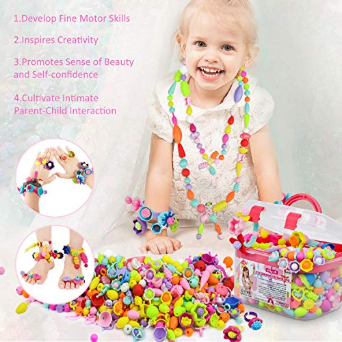 image for LOYO Pop Beads - 500+Pcs DIY Jewelry Making Kit for Toddlers 3, 4, 5, 