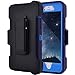 MAXCURY Hybrid Rubber Plastic Impact Defender Rugged Hard Case with Built-in Screen Protector and Belt Clip Holster Compatible for iPhone 6 and iPhone 6s Case (Navy/Blue & Clip)