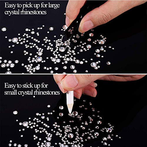 4000 Pieces (2 Boxes) Art Crystal Nail Rhinestones Kit 6 Sizes (1.5-6 mm) with Pick Up Tweezer and Rhinestones Picking Pen for Nail Art Decorations DIY Supplies(Clear, Crystal AB) - Thumbnail 2