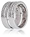 Mia Sarine Cubic Zirconia Round Border and Baguette Center Eternity Band in Rhodium over Sterling Silver Size 7