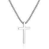 M MOOHAM Valentines Gifts for Him Men Teen Boys -Cross Necklace for Men, Silver Black Gold Stainless Steel Plain Cross Pendant Necklace Box Chain 16-30 Inch