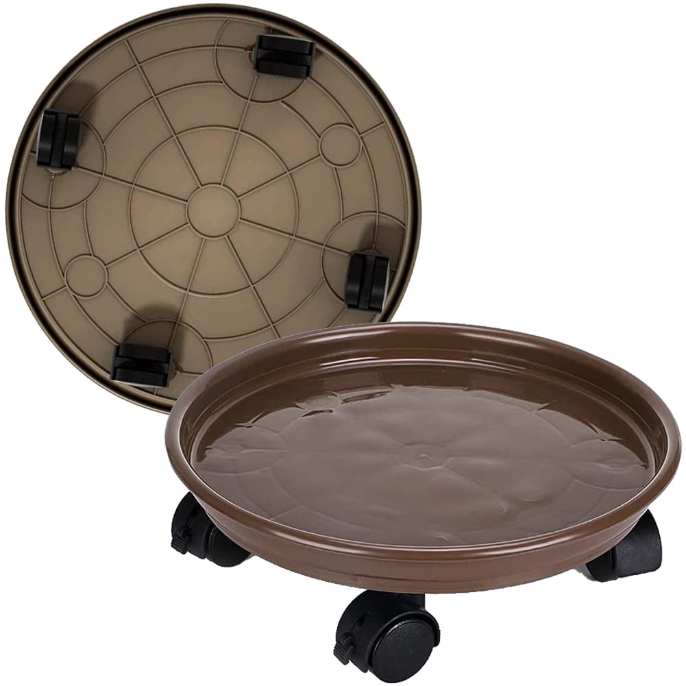 Photo 1 of AWXYZ 2 Pack Plant Caddy With Wheels 13inch,Round Potted Rolling Plant Stand With Wheels Heavy Duty Flower Pot Rack on Rollers Dolly Trolley Saucer Tray Pallet with Universal Wheels (13inch, Brown)