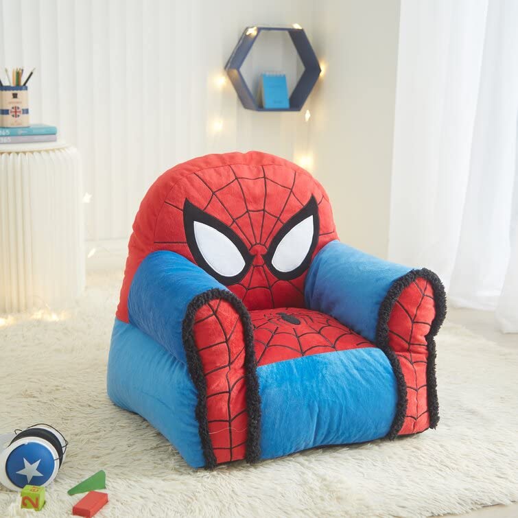 Idea Nuova Marvel Spiderman Figural Bean Bag Chair With Sherpa Trim