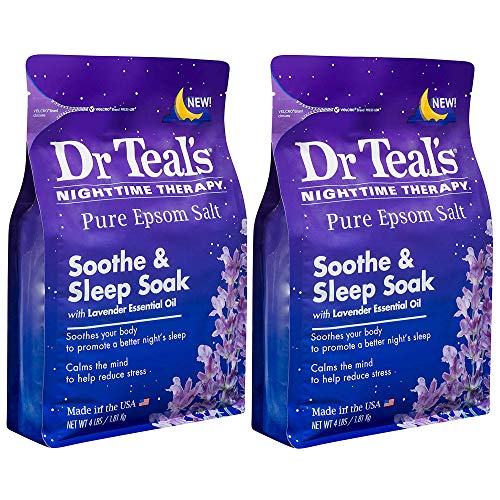 Dr Teal’s Epsom Salt Bath Soaking Solution – Soothe & Sleep (Lavender) – 4 lb Bags Pack of 2