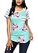 LOSRLY Women Floral Printed Tops Striped Blouse Short Sleeve T Shirt with Pocket-Green Floral XL 16 18