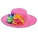 Tomily Kids Multi-Colors Large Brim Flower Link Chain Beach Straw Sun Hats for Girls