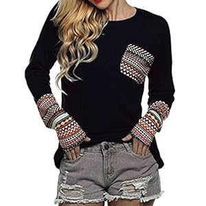 SHOBDW Separación 2020 Moda Mujer Camiseta Manga Larga Labor De Retazos Blusa Tops Cuello Redondo Suelto Primavera Y… | DeHippies.com