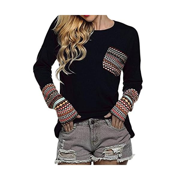 SHOBDW Separación 2020 Moda Mujer Camiseta Manga Larga Labor De Retazos Blusa Tops Cuello Redondo Suelto Primavera Y… | DeHippies.com