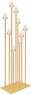 Smtyle Diy 9 Candelabra Floor 70 Inch Tall Candle Holders Centerpiece For Tealight Set Wedding Decor Large With Gold Iron