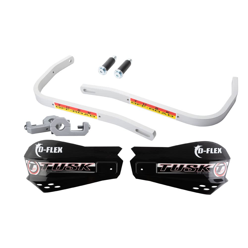 Photo 1 of Tusk D?Flex Handguards with Black MX-Style Shields – Black Aluminum Guards – Fits 7/8? Handlebars – Durable Universal Fit
