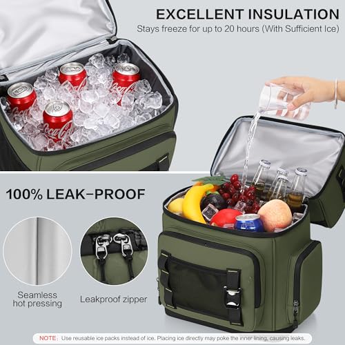 YOUNGOA Mochila Nevera Isotermica Grande, Doble Capa Impermeable Mochila Termica, Bolsa Picnic A Prueba de Fugas