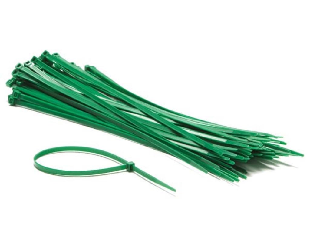 Perel ECTG300 pcs self locking cable Nylon Zip Ties Set – Green (Pack of 100 4.8 mm wide x 300 mm)