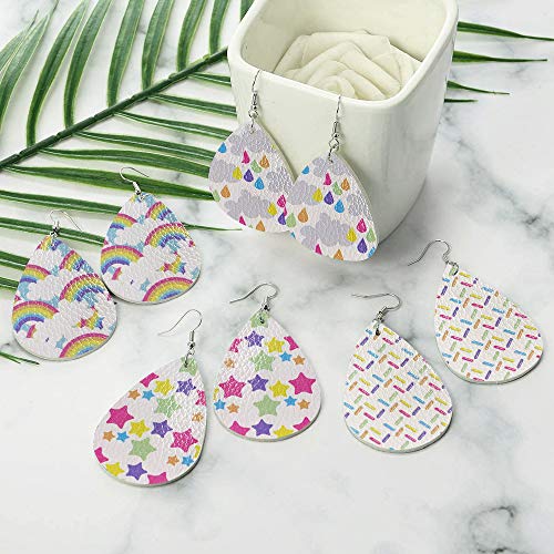UHIBROS 9-12 Pairs Leather Earrings for Women Girls Faux Leather Danle Earrings Sets Lightweight Teardrop Leaf Leopard Print Earrings Jewelry Gift