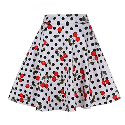 Fancyqube(TM) Women Pleated Vintage Skirts Floral Print Midi Skirt Style23 S