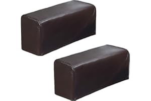 HAPYLY Set of 2 PU Leather Sofa Armrest Cover Anti-Slip Waterproof Furniture Armrest Protector Armchair Slipcovers for Recliner Sofa Chairs (Coffee)