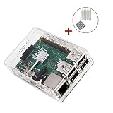 KuGi Raspberry Pi 3 Model B case PC Protective Case with 2x Heatsinks for Raspberry Pi 3 Model B+ ,Raspberry Pi 3 Model B, Pi 2 Model B & Pi Model B+ (Clear)