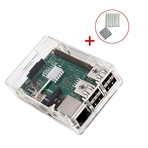 KuGi Raspberry Pi 3 Model B case PC Protective Case with 2x Heatsinks for Raspberry Pi 3 Model B+ ,Raspberry Pi 3 Model B, Pi 2 Model B & Pi Model B+ (Clear)