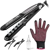 Steam Spray Flat Iron Hair Straightener, VITI Hair Straightening Iron with Temperature Control, Dual Voltage, and Auto Shut-off