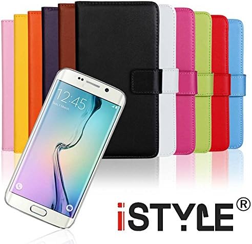 iSTYLE Luxury Genuine Leather Wallet Stand Flip Case with Card Slot for Samsung 6 Edge with