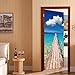 Fymural 3D Door Wallpaper Murals - Wall Stickers-Beach for Home Decoration Self-Adhesive Vinyl Removable Art Door Decals 30.3x78.7