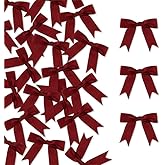 Meseey 100 Pcs Satin Ribbon Bows with Twist Tie 2.5 Inch Burgundy Pretied Premade Colored Craft Bows for Gift Wrapping Basket Wedding Baby Shower Brithday Party (Burgundy)