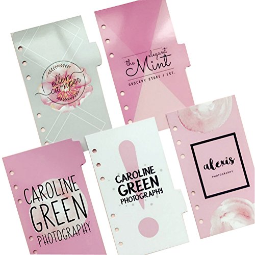 Aimeio Colorful A5 Size 6-Ring Binder Refillable Paper Index Dividers Pages with 5 Tab for Filofax Spiral Notebook Planner,5 Sheets (A5 Pink)