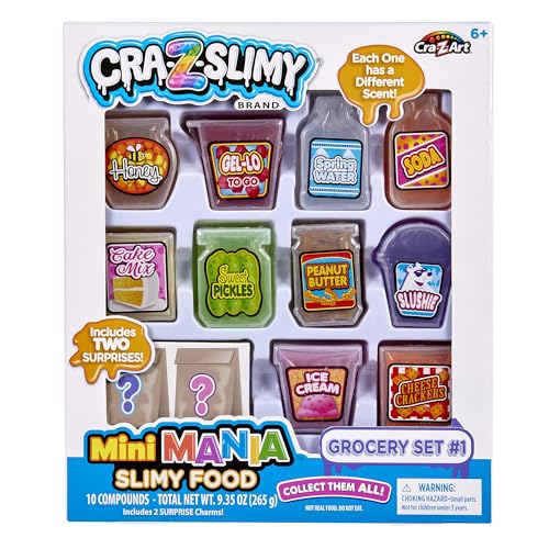 CRA-Z-Slimy Mini Mania Grocery Slime Set, 12 Collectible Mini Food Containers F…