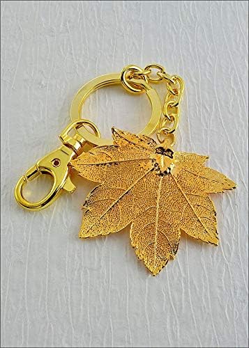 Amazon Com Rose001 Gold Full Moon Maple Leaf Key Chain Real Leaf Key Chain Maple Leaf Keychain Home Kitchen