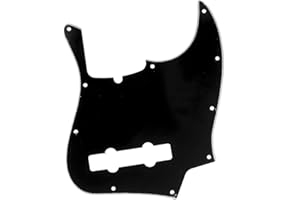 Musiclily Pro 5-String 10-Hole Contemporary J Bass Pickguard for Fender American Jazz Bass, 3Ply Black