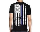 Mens Thin Blue Line American Flag V-neck T-shirt