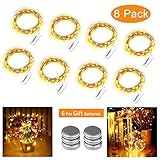 Battery Fairy Lights 8 Packs 30 LED 10ft Battery Operated String Lights, DIY Silver Wire LED String Lights for Wedding, Bedroom, Home, Party, Table, Christmas Decor (Warm White)